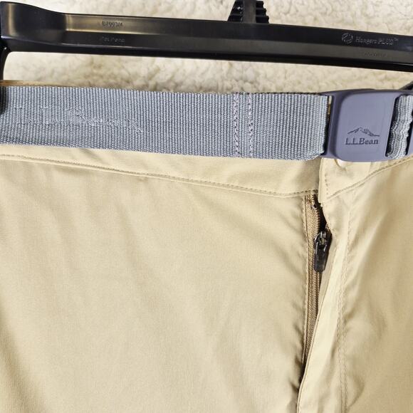 LL Bean Pants Mens Medium Khaki SunSmart UPF 50+ Outdoor Hiking Nylon Belted - Picture 12 of 16